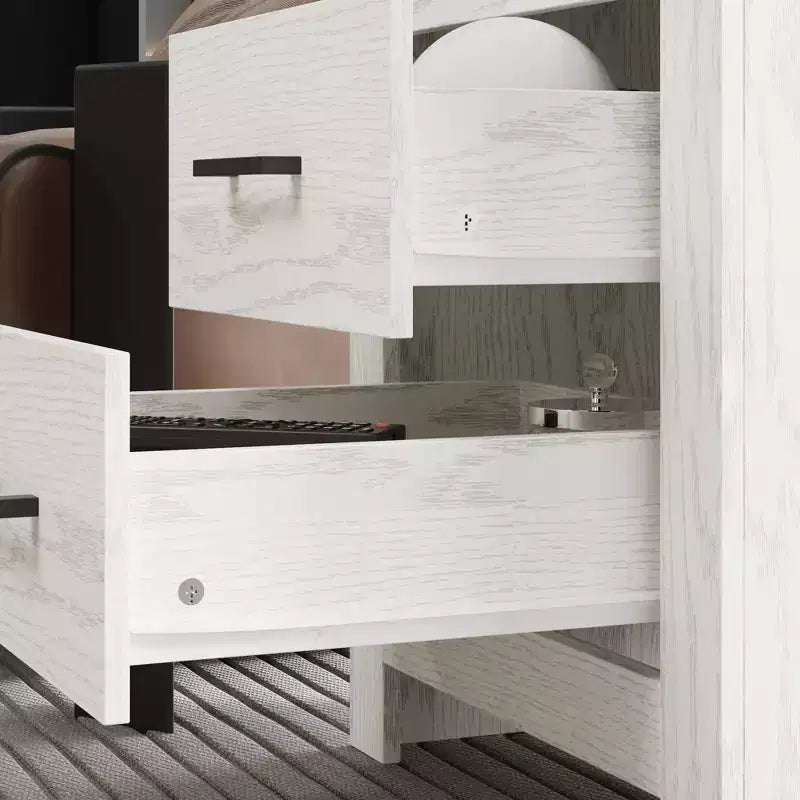 Famapy Table de chevet à deux tiroirs avec accent grain de bois, armoire de rangement verticale, table de chevet