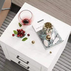 Famapy Table de chevet à deux tiroirs avec accent grain de bois, armoire de rangement verticale, table de chevet