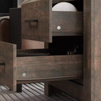 Famapy Table de chevet à deux tiroirs avec accent grain de bois, armoire de rangement verticale, table de chevet