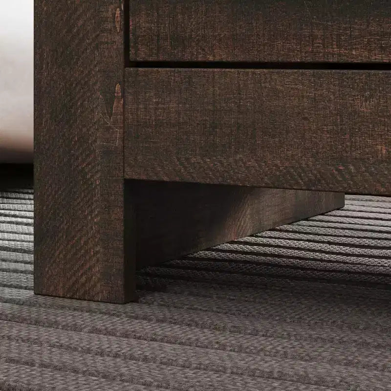 Famapy Table de chevet à deux tiroirs avec accent grain de bois, armoire de rangement verticale, table de chevet