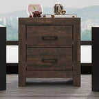 Famapy Table de chevet à deux tiroirs avec accent grain de bois, armoire de rangement verticale, table de chevet