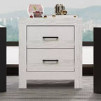 Famapy Two Drawer Nightstand Woodgrain Accent Vertical Storage Cabinet Bedside Table