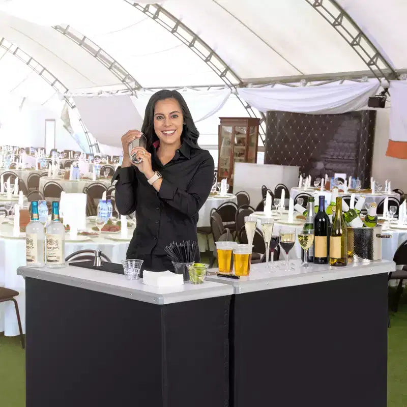 Table de bar double pop-up portable GoBar - Station de barman mobile pour événements - Étui de transport inclus