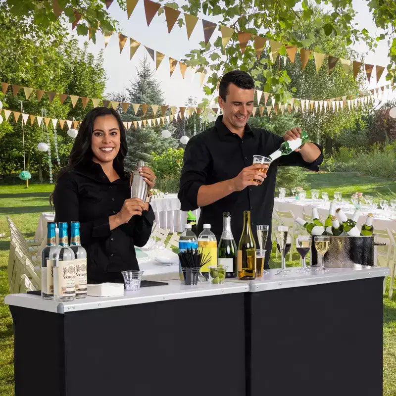Table de bar double pop-up portable GoBar - Station de barman mobile pour événements - Étui de transport inclus