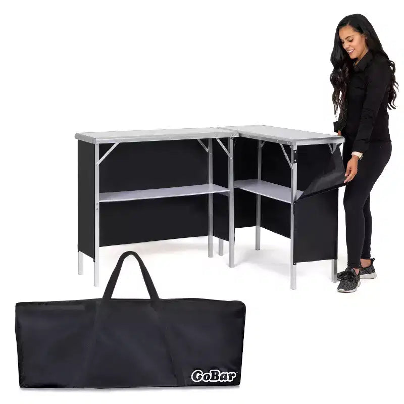 Table de bar double pop-up portable GoBar - Station de barman mobile pour événements - Étui de transport inclus