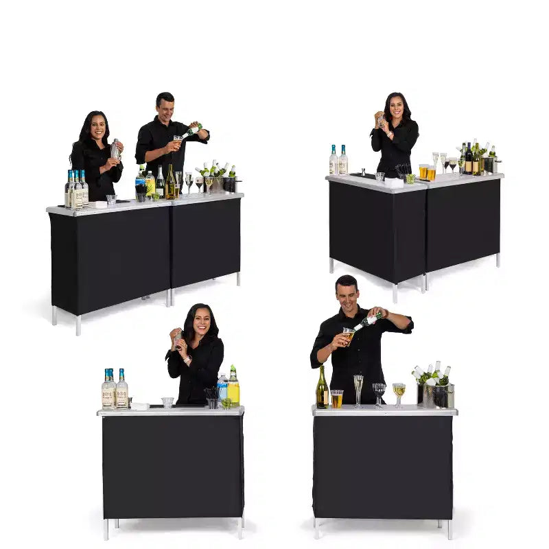 Table de bar double pop-up portable GoBar - Station de barman mobile pour événements - Étui de transport inclus