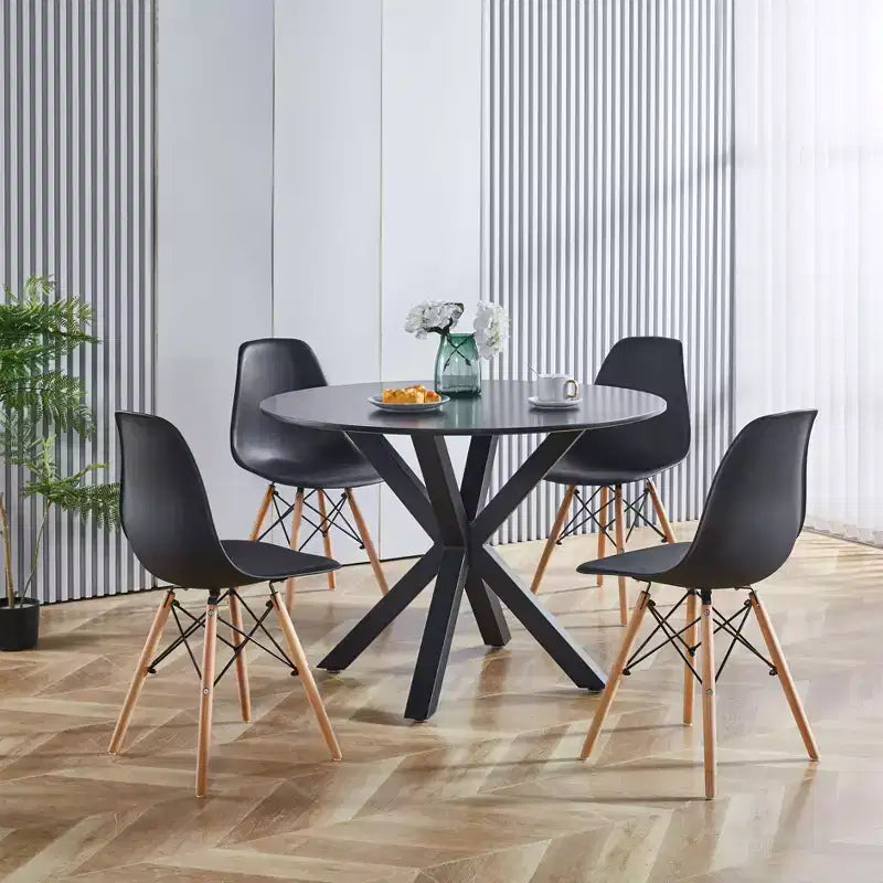 Table MAYEERTY 42,1 po Noir Piédestal Scandinave Pieds Croisés