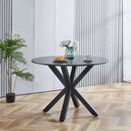 Table MAYEERTY 42,1 po Noir Piédestal Scandinave Pieds Croisés