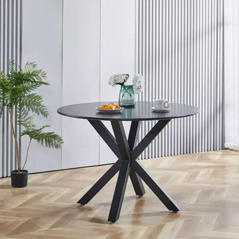Table MAYEERTY 42,1 po Noir Piédestal Scandinave Pieds Croisés