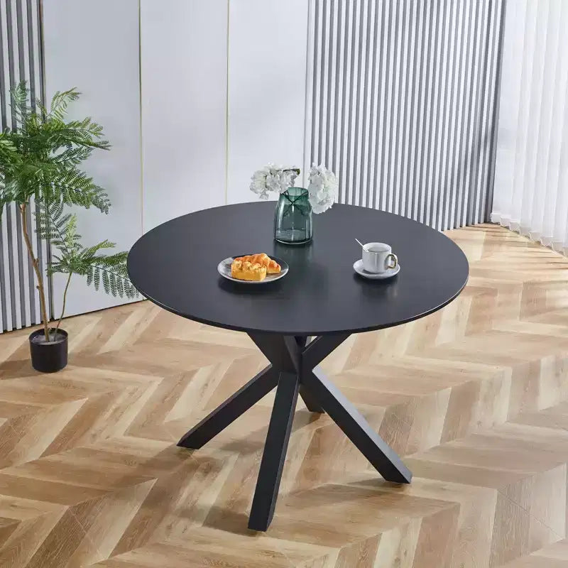 Table MAYEERTY 42,1 po Noir Piédestal Scandinave Pieds Croisés