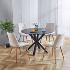 Table MAYEERTY 42,1 po Noir Piédestal Scandinave Pieds Croisés