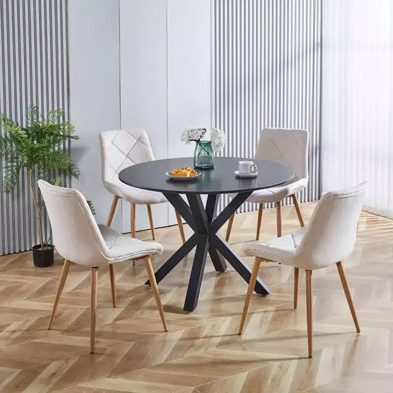 Table MAYEERTY 42,1 po Noir Piédestal Scandinave Pieds Croisés