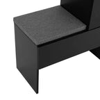 Banc de rangement 51W, banc à chaussures, meuble à chaussures, organisateur de porte-chaussures avec coussin, étagères réglables, portes arquées et dispositifs de rebond, blanc/noir-ModernL