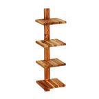texxture 4 Shelf Floating Wall Shelves, Wooden Vertical Shelving for Home Display, Storage, or Room Dcor, Takara Column Small, Teak Wood