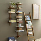 texxture Étagères murales flottantes à 4 niveaux, étagères verticales en bois pour affichage, rangement ou décoration d'intérieur, petite colonne Takara, bois de teck