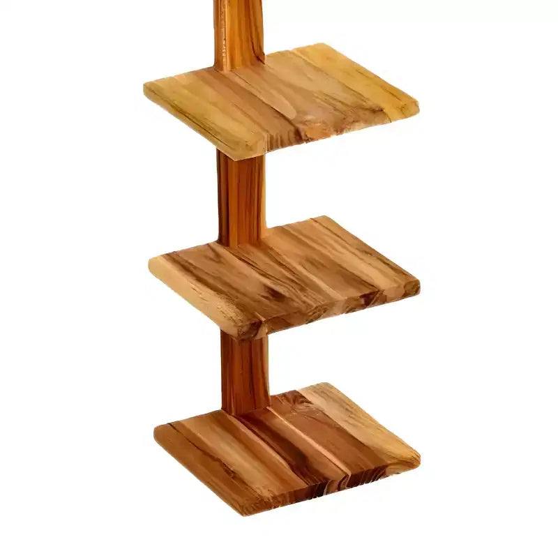 texxture Étagères murales flottantes à 4 niveaux, étagères verticales en bois pour affichage, rangement ou décoration d'intérieur, petite colonne Takara, bois de teck