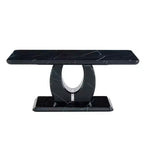 Table basse 43W, Motif marbre/Texture bois, Minimaliste, Blanc/Noir/Noyer - ModernLuxe