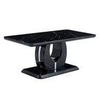 Table basse 43W, Motif marbre/Texture bois, Minimaliste, Blanc/Noir/Noyer - ModernLuxe