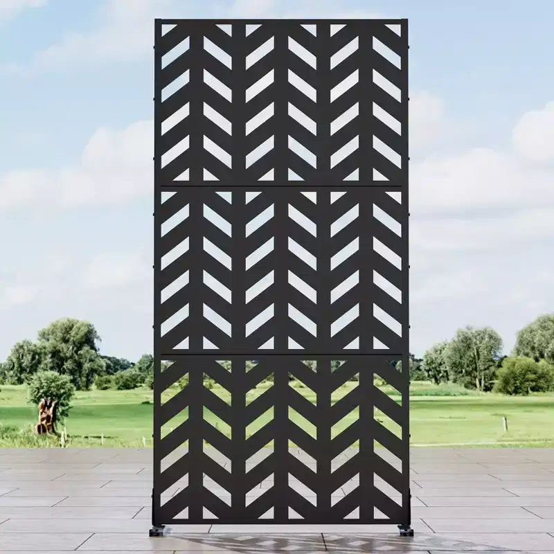 Panneau en acier galvanisé noir compact à chevrons | 183H x 90L x 40P cm
