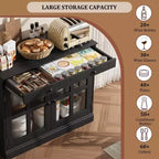 35.4 Armoires de buffet avec rangement, buffet de cuisine avec porte vitrée, buffet moderne avec tiroir, armoire de buffet blanche