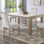 Chaises de salle à manger rembourrées Roundhill Furniture Zelalle, tissu gris clair avec pieds en bois d'hévéa, lot de 2