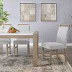 Chaises de salle à manger rembourrées Roundhill Furniture Zelalle, tissu gris clair avec pieds en bois d'hévéa, lot de 2
