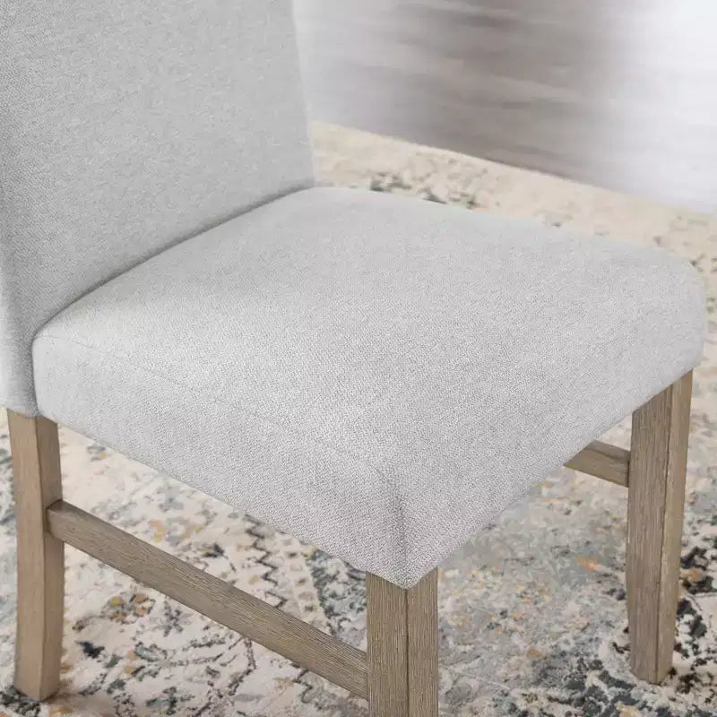 Chaises de salle à manger rembourrées Roundhill Furniture Zelalle, tissu gris clair avec pieds en bois d'hévéa, lot de 2