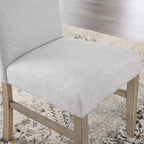 Chaises de salle à manger rembourrées Roundhill Furniture Zelalle, tissu gris clair avec pieds en bois d'hévéa, lot de 2
