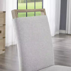 Chaises de salle à manger rembourrées Roundhill Furniture Zelalle, tissu gris clair avec pieds en bois d'hévéa, lot de 2