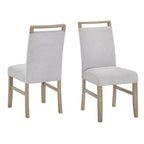 Chaises de salle à manger rembourrées Roundhill Furniture Zelalle, tissu gris clair avec pieds en bois d'hévéa, lot de 2