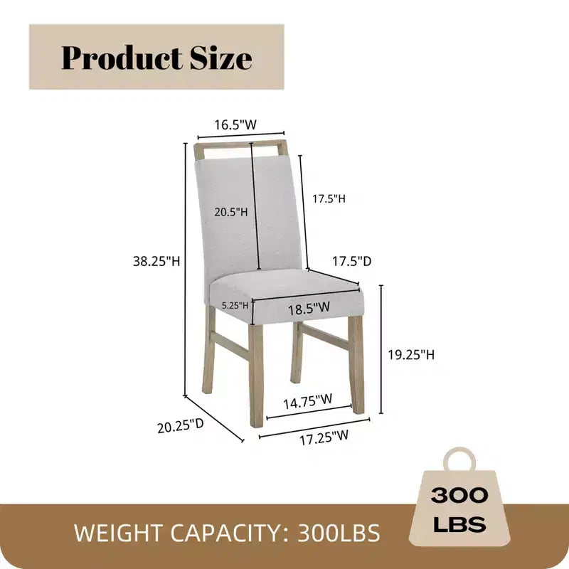 Chaises de salle à manger rembourrées Roundhill Furniture Zelalle, tissu gris clair avec pieds en bois d'hévéa, lot de 2