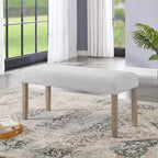 Banc rembourré Zelalle de Roundhill Furniture, tissu gris clair avec pieds en bois d'hévéa