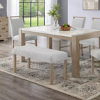 Banc rembourré Zelalle de Roundhill Furniture, tissu gris clair avec pieds en bois d'hévéa
