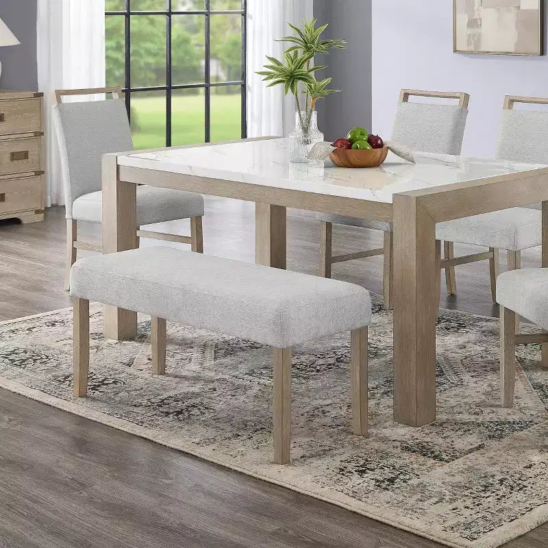 Banc rembourré Zelalle de Roundhill Furniture, tissu gris clair avec pieds en bois d'hévéa