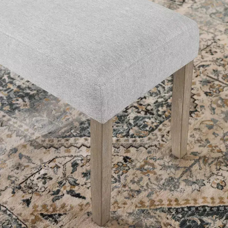 Banc rembourré Zelalle de Roundhill Furniture, tissu gris clair avec pieds en bois d'hévéa