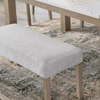 Banc rembourré Zelalle de Roundhill Furniture, tissu gris clair avec pieds en bois d'hévéa
