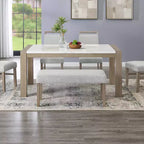 Banc rembourré Zelalle de Roundhill Furniture, tissu gris clair avec pieds en bois d'hévéa
