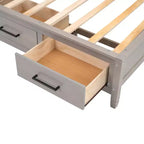 Lit de repos double avec étagères de rangement, tableau en liège, ports USB et 3 tiroirs - ModernLuxe