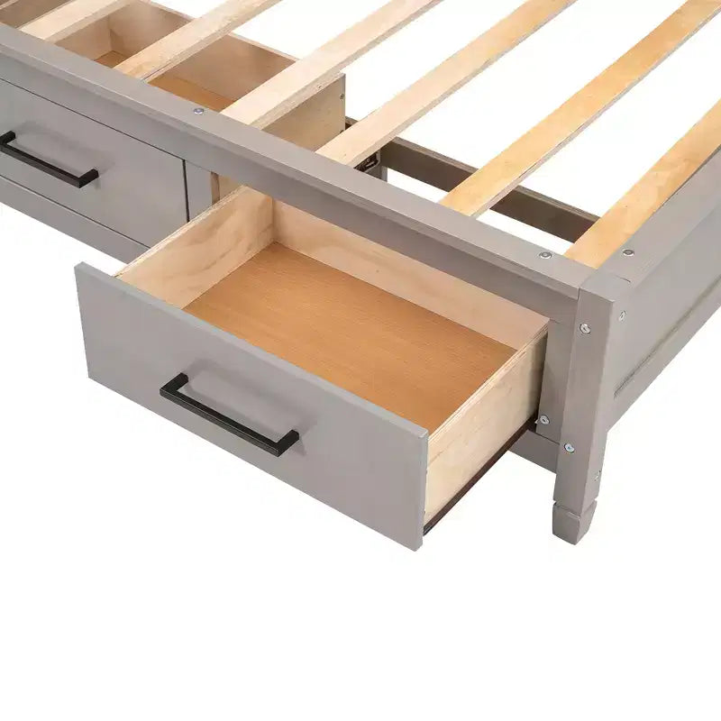 Lit de repos double avec étagères de rangement, tableau en liège, ports USB et 3 tiroirs - ModernLuxe