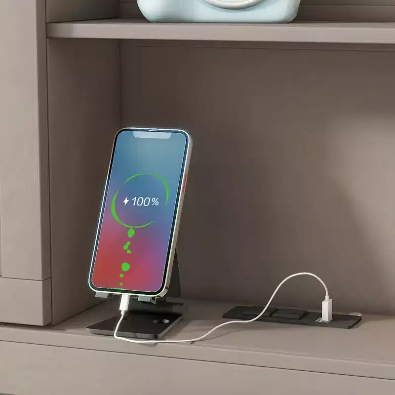 Lit de repos double avec étagères de rangement, tableau en liège, ports USB et 3 tiroirs - ModernLuxe