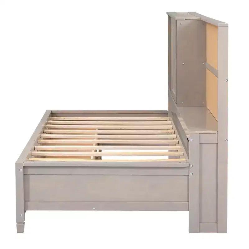 Lit de repos double avec étagères de rangement, tableau en liège, ports USB et 3 tiroirs - ModernLuxe