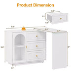 Coiffeuse de maquillage Heynemo, coiffeuse d'angle extensible avec 3 tiroirs et 2 portes, table de maquillage moderne pour chambre à coucher