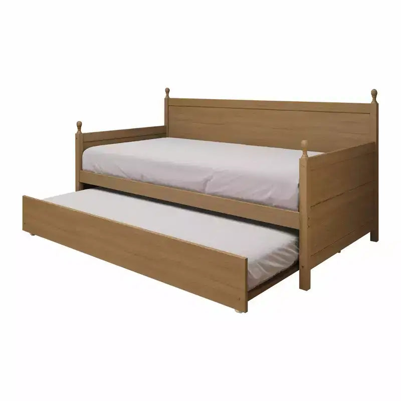Lit de repos double en bois ChaletPosh avec lit gigogne
