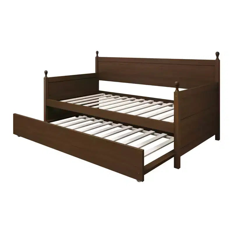Lit de repos double en bois ChaletPosh avec lit gigogne