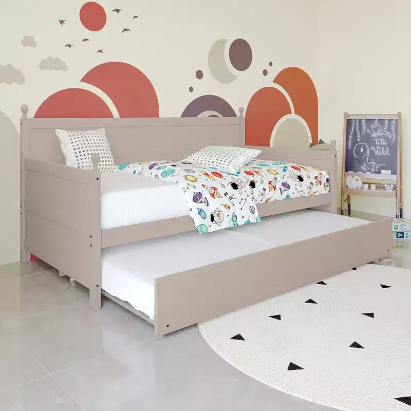 Lit de repos double en bois ChaletPosh avec lit gigogne