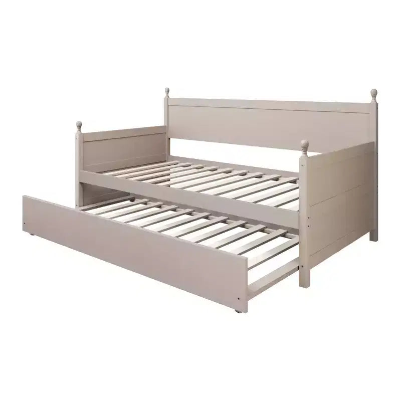Lit de repos double en bois ChaletPosh avec lit gigogne