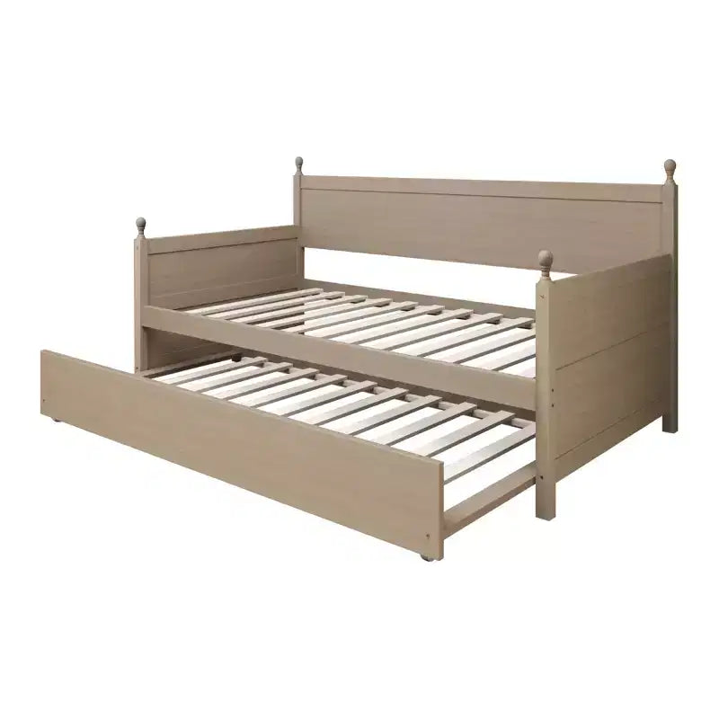 Lit de repos double en bois ChaletPosh avec lit gigogne