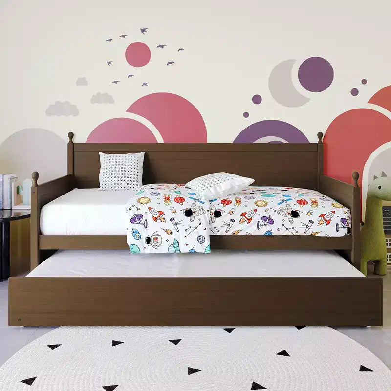 Lit de repos double en bois ChaletPosh avec lit gigogne