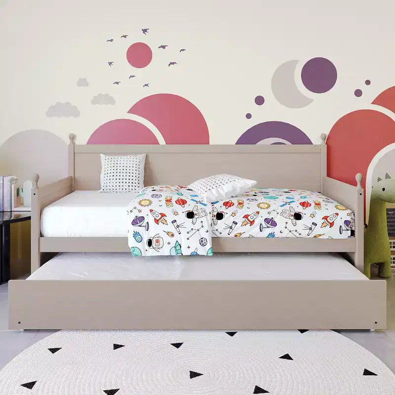 Lit de repos double en bois ChaletPosh avec lit gigogne