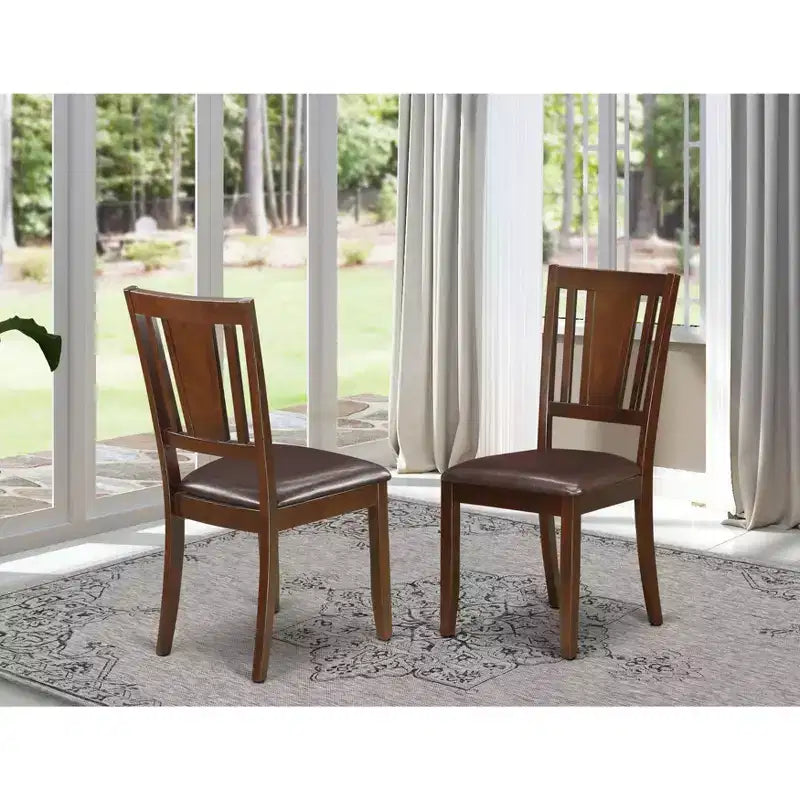 HomeStock Dudley Chaises de salle à manger en similicuir avec finition acajou, lot de 2